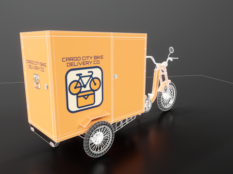 Bicicletta elettrica per consegna triciclo da carico Modello 3D