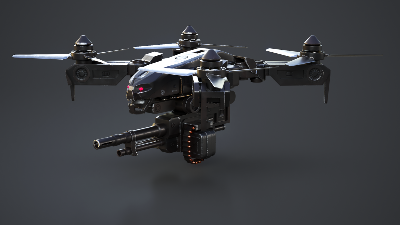 भविष्यवादी सैन्य हमला ड्रोन 3D मॉडल .c4d .max .obj .3ds .fbx .stl .blend