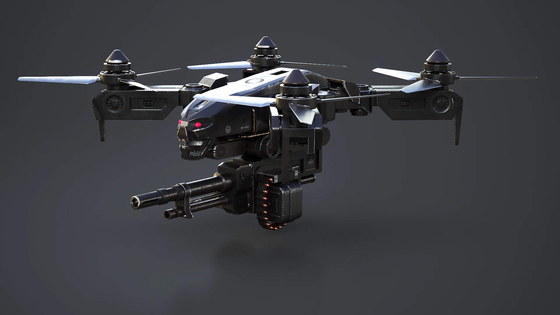 Futuristic Military Attack Drone 3D Model .c4d .max .obj .3ds .fbx .stl .blend