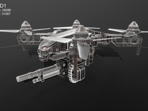 भविष्यवादी सैन्य हमला ड्रोन 3D मॉडल