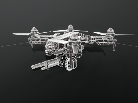 भविष्यवादी सैन्य हमला ड्रोन 3D मॉडल