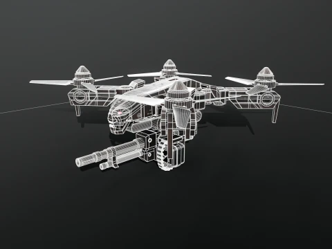 Futuristic Military Attack Drone 3D Model