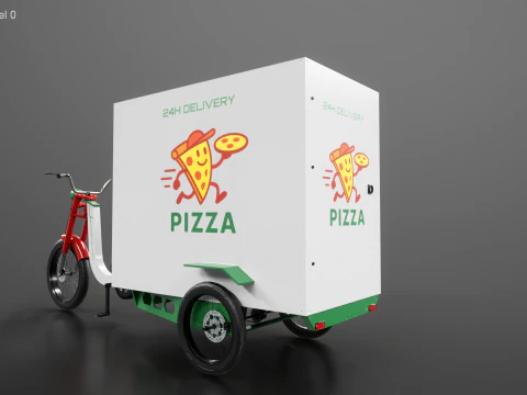 Electric Cargo Tricycle Delivery Bicycle - Pizza Delivery 3D Model