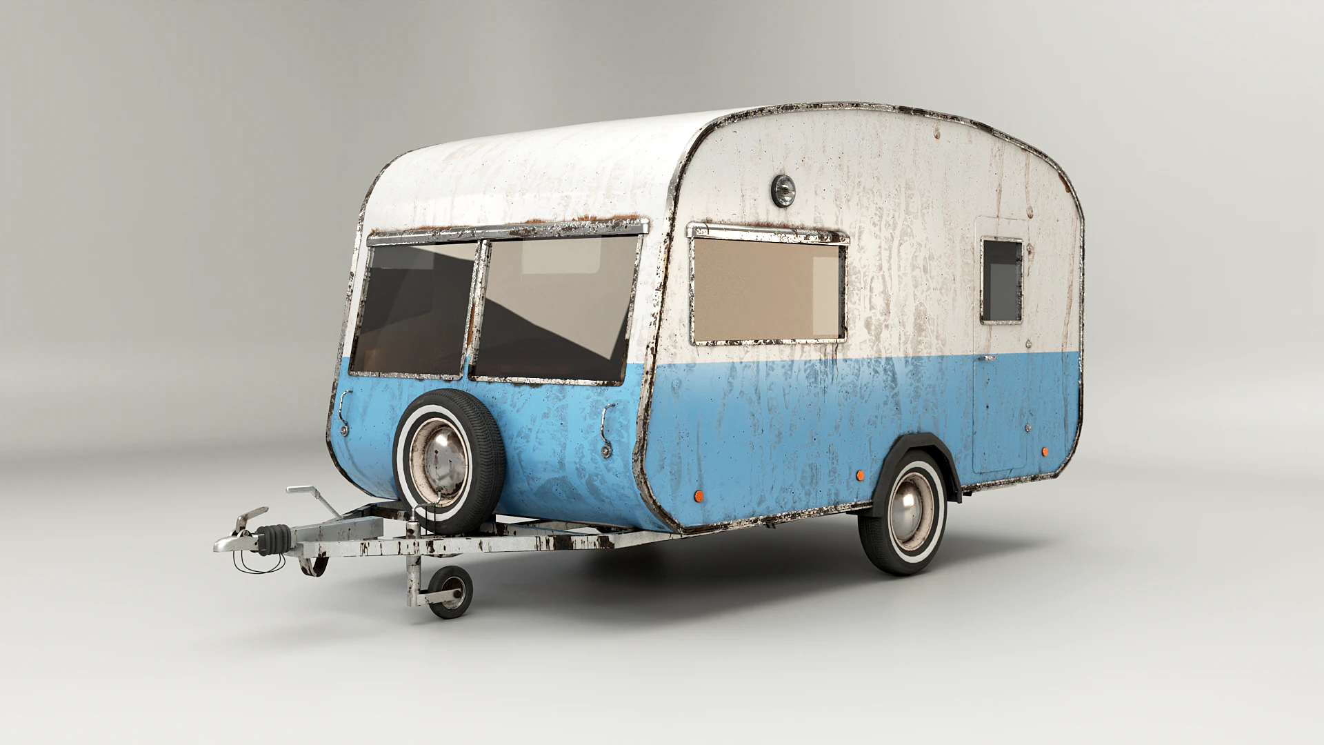 Aged Classic Vintage Camping Caravan 3D Model .c4d .max .obj .3ds .fbx .stl .blend 