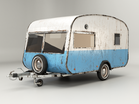 Leeftijd klassieke vintage kampeercaravan 3D Model