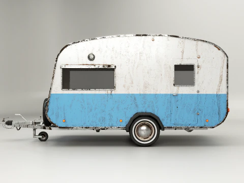 Aged Classic Vintage Camping Caravan 3D Model