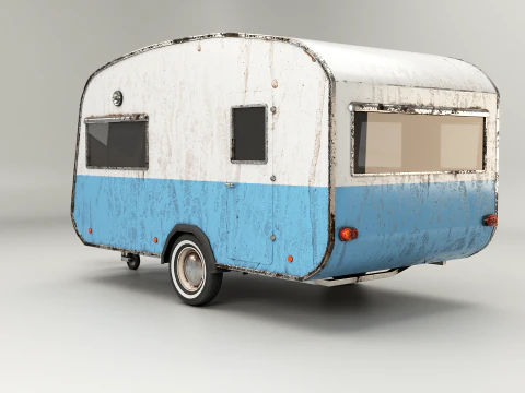 Aged Classic Vintage Camping Caravan 3D Model
