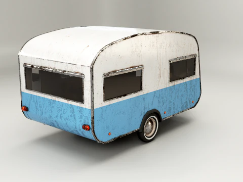 Aged Classic Vintage Camping Caravan 3D Model