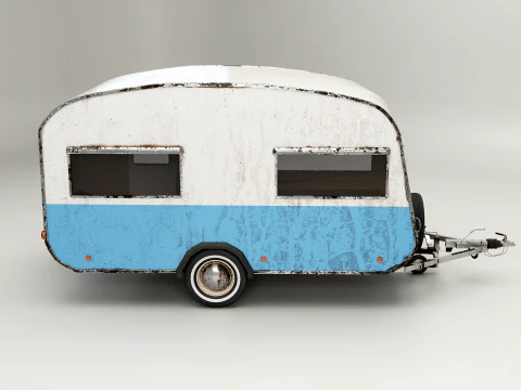 Aged Classic Vintage Camping Caravan 3D Model