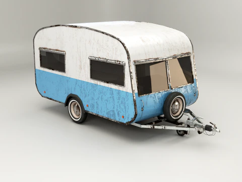 Aged Classic Vintage Camping Caravan 3D Model