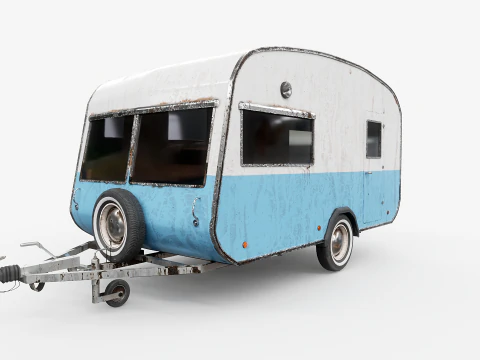 Aged Classic Vintage Camping Caravan 3D Model