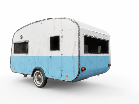 Aged Classic Vintage Camping Caravan 3D Model