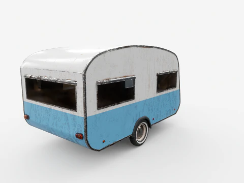 Aged Classic Vintage Camping Caravan 3D Model