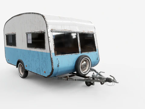 Aged Classic Vintage Camping Caravan 3D Model