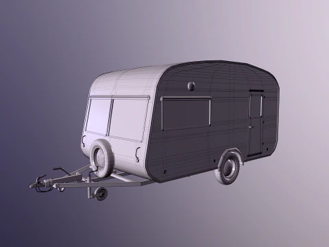 Aged Classic Vintage Camping Caravan 3D Model
