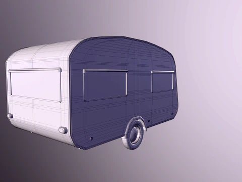 Aged Classic Vintage Camping Caravan 3D Model