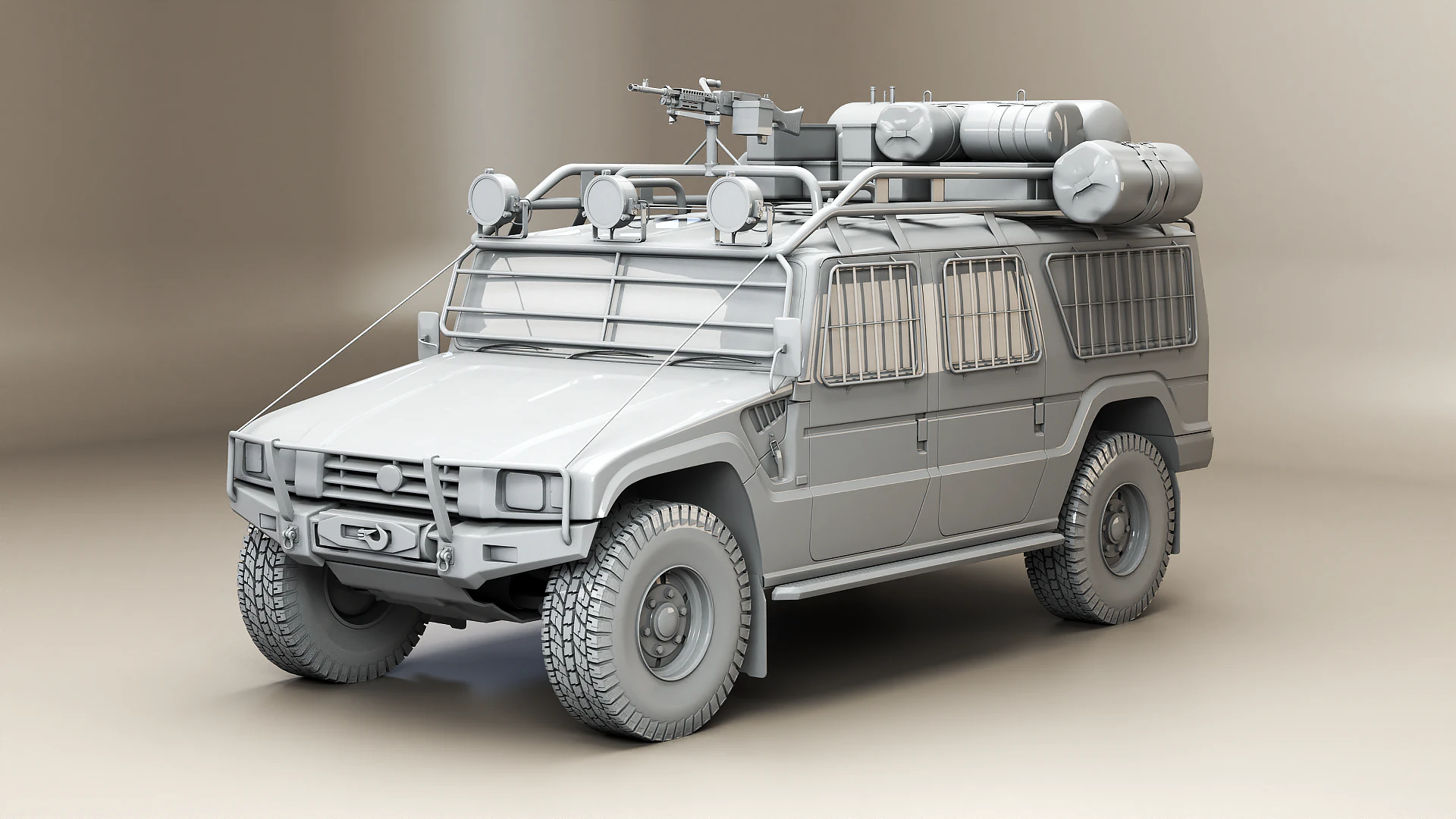 Apocalypse SUV Armored Off-Road Vehicle No Textures 3D Model .c4d .max .obj .3ds .fbx .stl .blend 