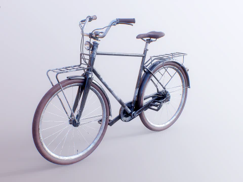 Bicicleta urbana masculina holandesa envelhecida PBR texturizada Modelo 3D