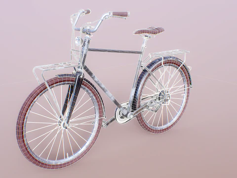 Bicicleta urbana masculina holandesa envelhecida PBR texturizada Modelo 3D