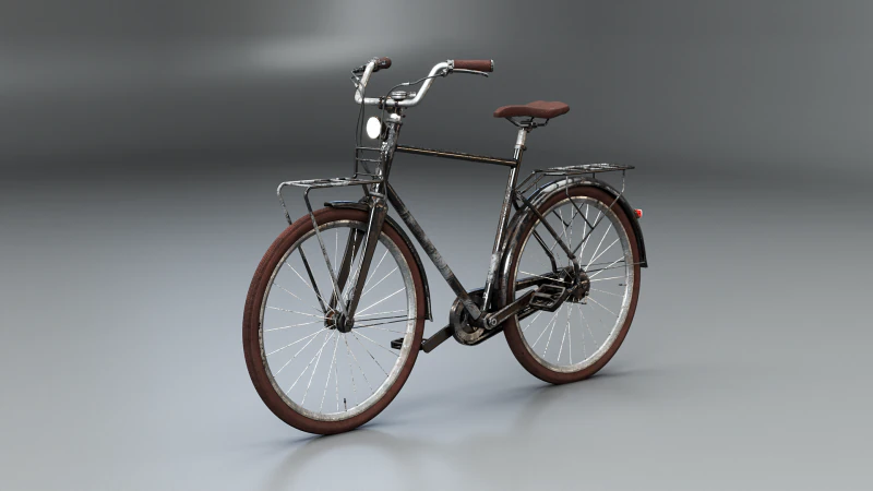 Bicicleta urbana masculina holandesa envelhecida PBR texturizada Modelo 3D .c4d .max .obj .3ds .fbx .stl .blend 