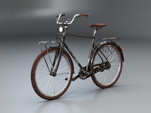 Bicicleta urbana masculina holandesa envelhecida PBR texturizada Modelo 3D