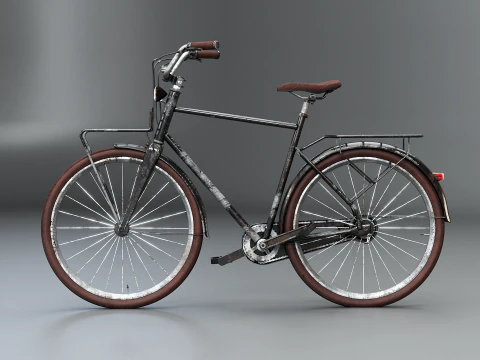 Bicicleta urbana masculina holandesa envelhecida PBR texturizada Modelo 3D