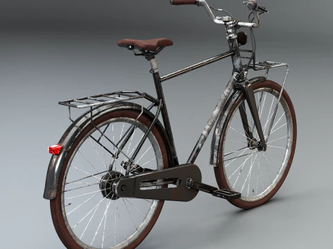 Bicicleta urbana masculina holandesa envelhecida PBR texturizada Modelo 3D