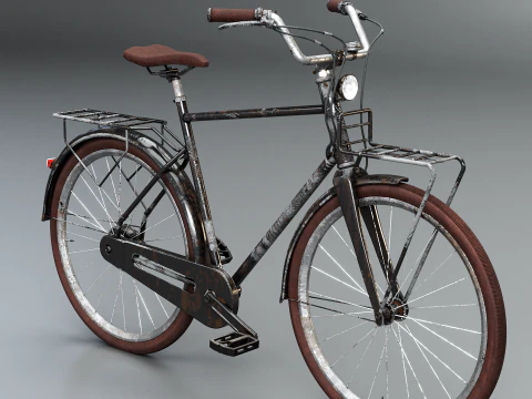Bicicleta urbana masculina holandesa envelhecida PBR texturizada Modelo 3D