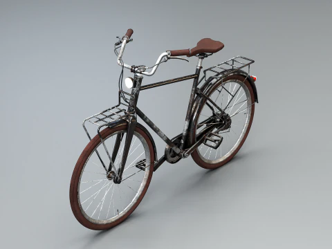 Bicicleta urbana masculina holandesa envelhecida PBR texturizada Modelo 3D