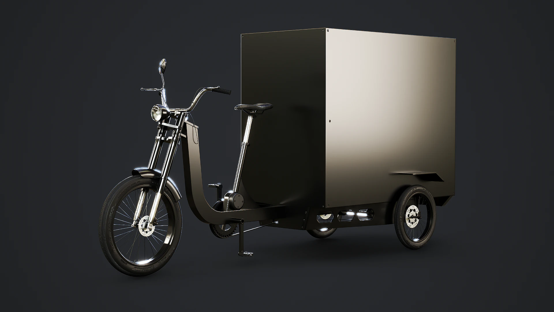 Electric Box Cargo Tricycle Delivery Bike 3D Model .c4d .max .obj .3ds .fbx .stl .blend 