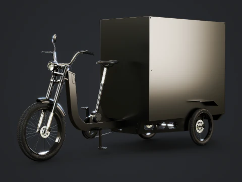 Bicicleta de entrega de triciclo de carga de caixa el&eacute;trica Modelo 3D