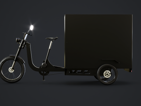 Bici per consegna triciclo da carico con scatola elettrica Modello 3D