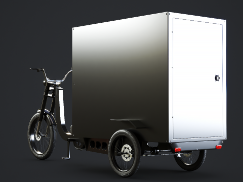Bici per consegna triciclo da carico con scatola elettrica Modello 3D