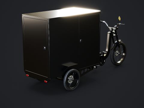 Bici per consegna triciclo da carico con scatola elettrica Modello 3D
