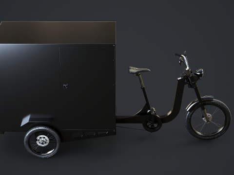 Bici per consegna triciclo da carico con scatola elettrica Modello 3D