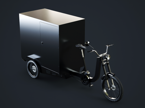 Bici per consegna triciclo da carico con scatola elettrica Modello 3D