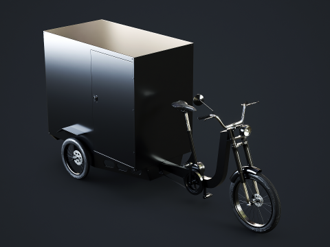 Bici per consegna triciclo da carico con scatola elettrica Modello 3D