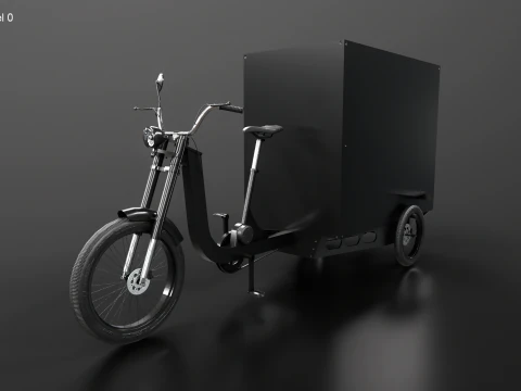 Electric Box Cargo Tricycle Delivery Bike 3D Model