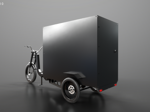 Bici per consegna triciclo da carico con scatola elettrica Modello 3D
