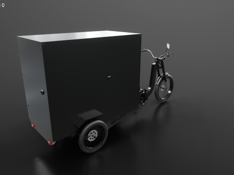Bici per consegna triciclo da carico con scatola elettrica Modello 3D