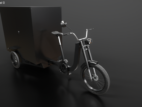 Bici per consegna triciclo da carico con scatola elettrica Modello 3D