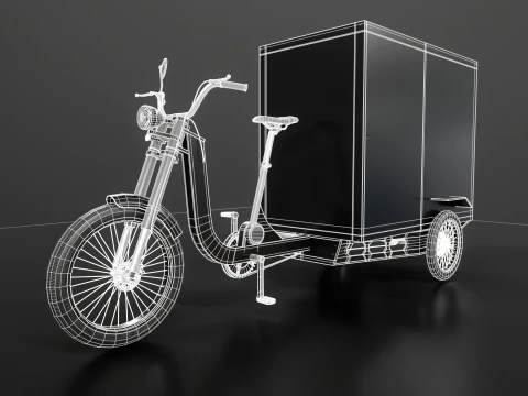 Electric Box Cargo Tricycle Delivery Bike 3D Model