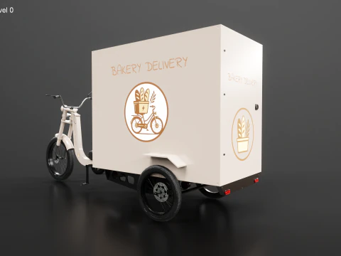 Bicicletta elettrica per consegna triciclo da carico - Consegna di prodotti da forno Modello 3D