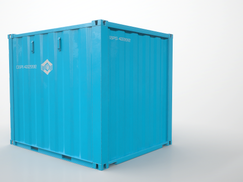 Container di spedizione intermodale lungo 10 piedi Blu Modello 3D