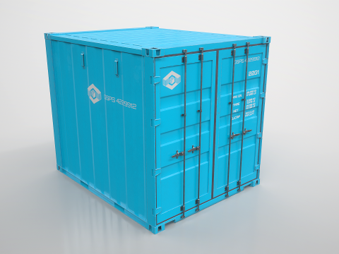 Container di spedizione intermodale lungo 10 piedi Blu Modello 3D