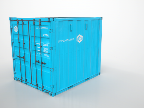 Container di spedizione intermodale lungo 10 piedi Blu Modello 3D