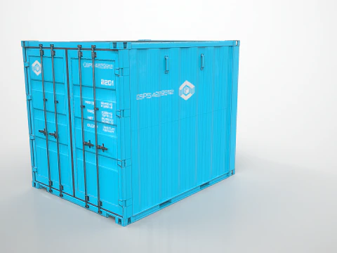 Intermodal Shipping Container 10-foot-long Blue 3D Model