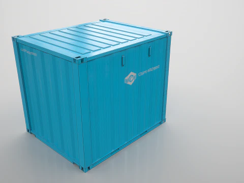 Intermodal Shipping Container 10-foot-long Blue 3D Model