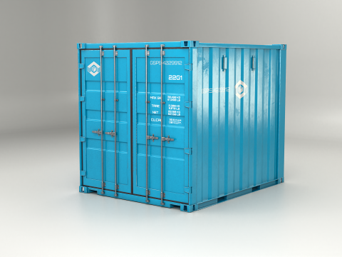 Container di spedizione intermodale lungo 10 piedi Blu Modello 3D