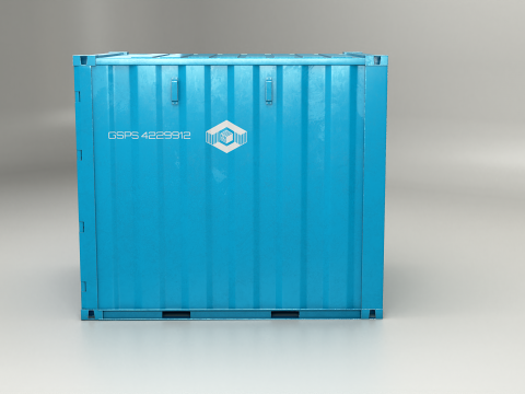 Container di spedizione intermodale lungo 10 piedi Blu Modello 3D